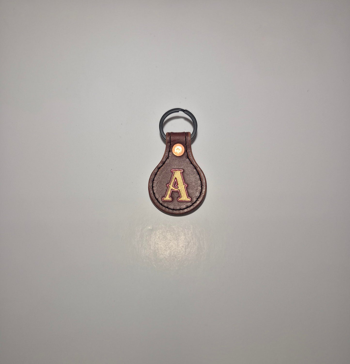 Painted Brown Round Keychain