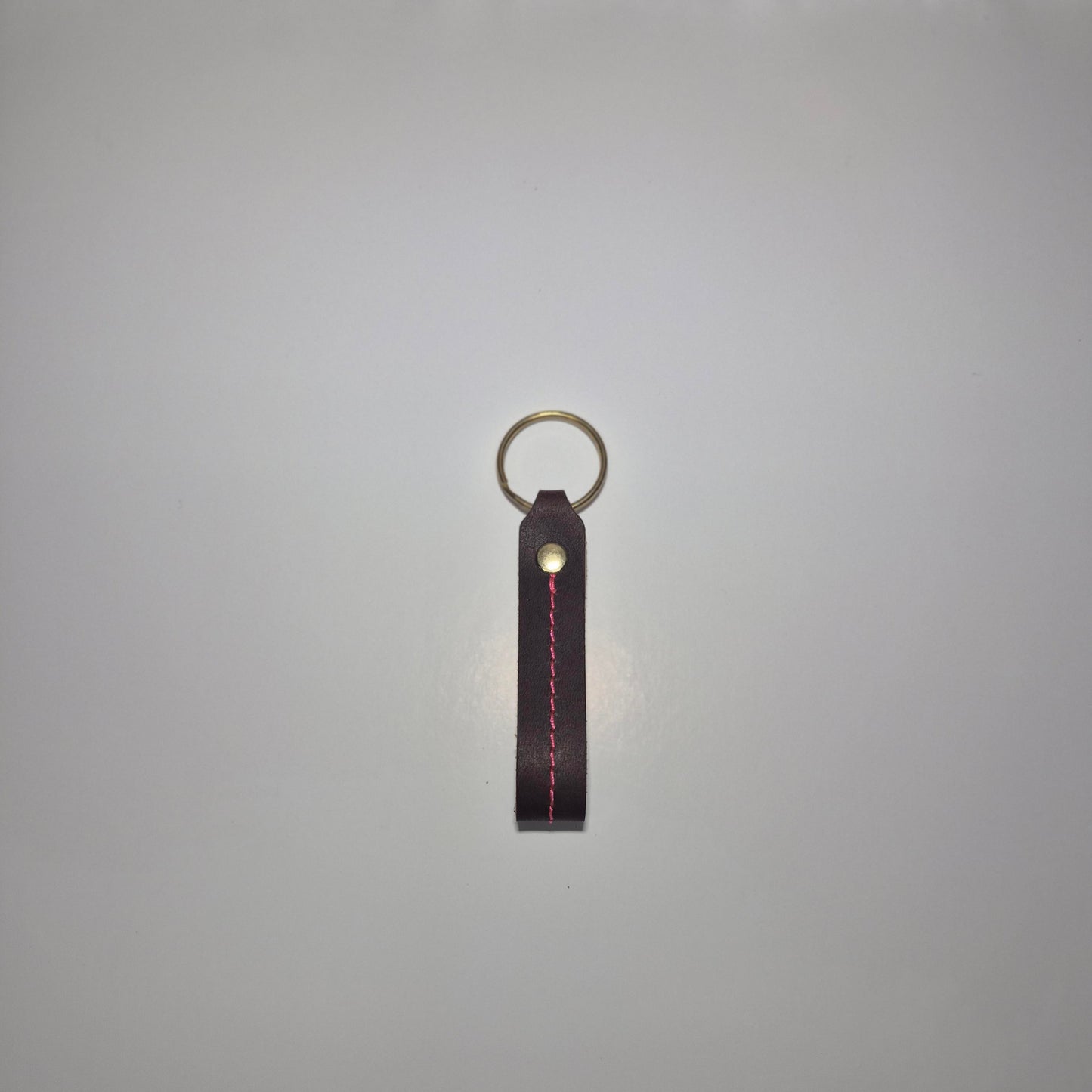 Brown With Pink Stitch Line Loop Keychain