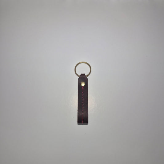 Brown With Pink Stitch Line Loop Keychain