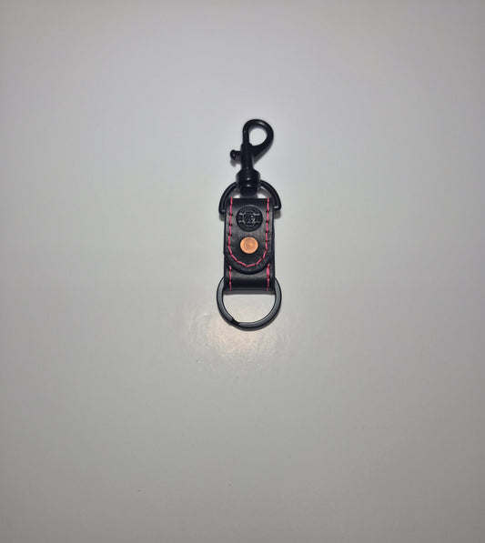 Black With Pink Stitching Bolt Snap Keychain