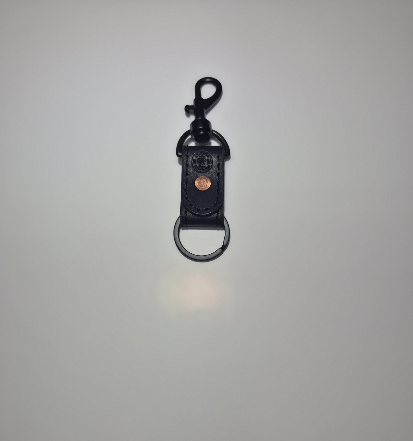 Black With Black Stitching Bolt Snap Keychain