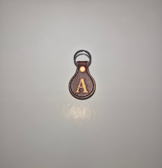 Painted Brown Round Keychain