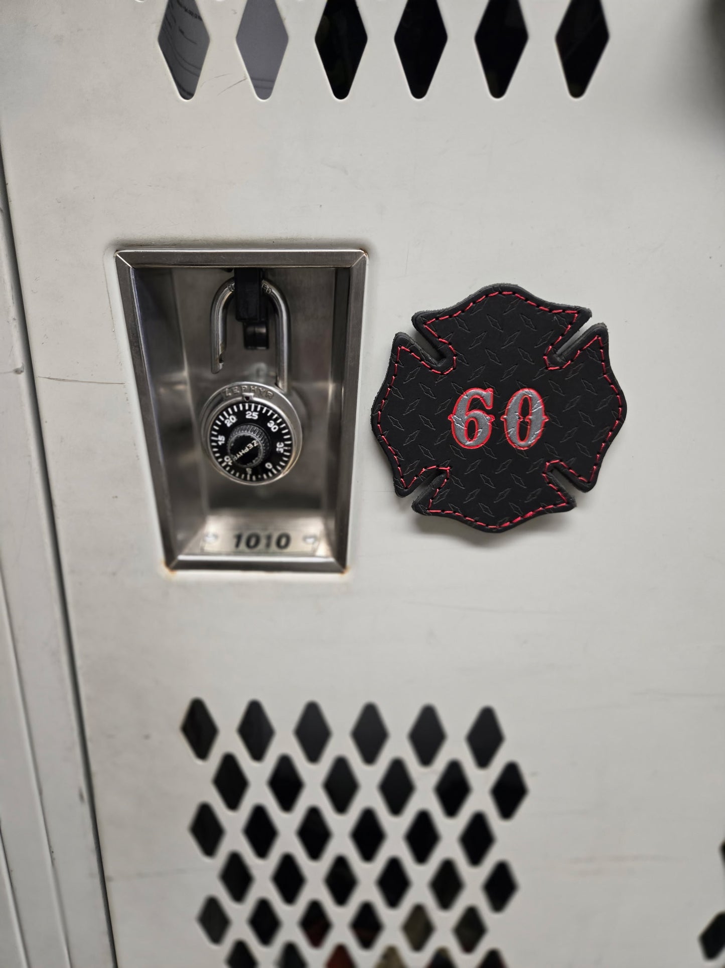 Leather Locker Tag (Diamond Plate)